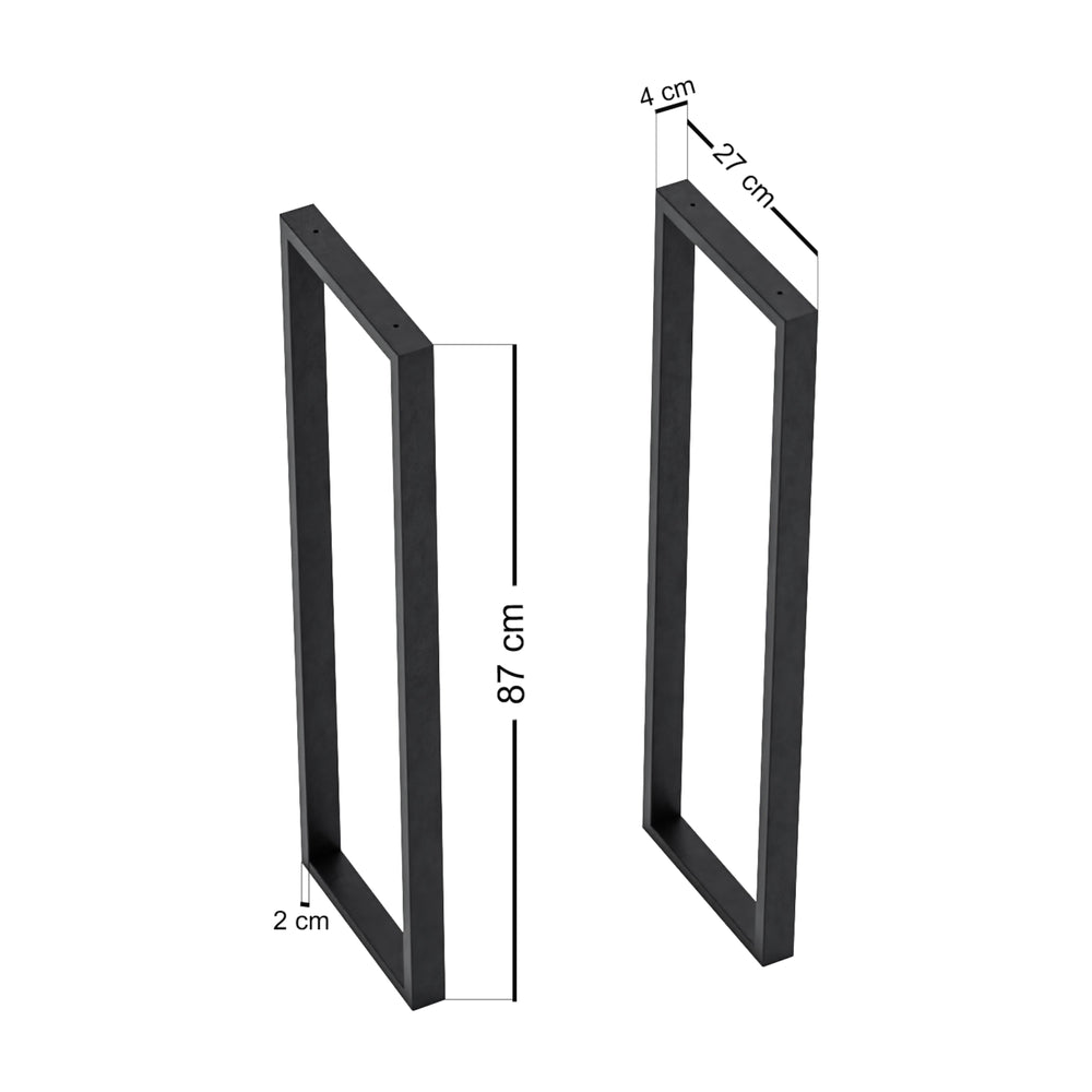Set de 2 pieds de table Kauniainen acier 87 x 27 x 4 cm noir [en.casa]
