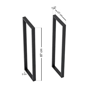 Set de 2 pieds de table Kauniainen acier 87 x 27 x 4 cm noir [en.casa]