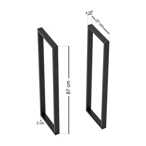 Set de 2 pieds de table Kauniainen acier 87 x 27 x 4 cm noir [en.casa]