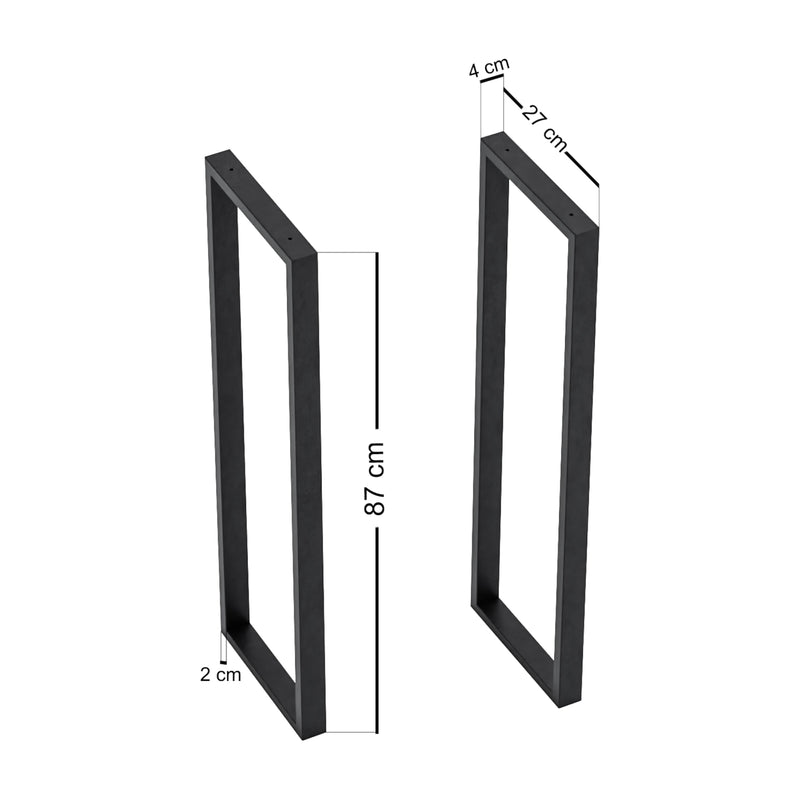 Maatschets [en.casa] Stalen onderstel Kauniainen set van 2 tafelpoot 87x27x4 cm zwart