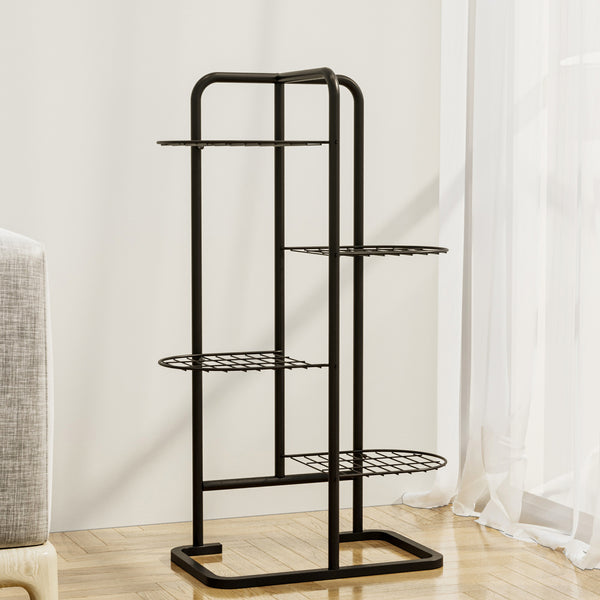 [en.casa] Plantenstandaard Pedersöre met 4 planken 83x52x25 cm zwart
