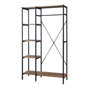 [en.casa] Kledingkast Hvidovre open kast 170x100x35 cm zwart en houtkleurig
