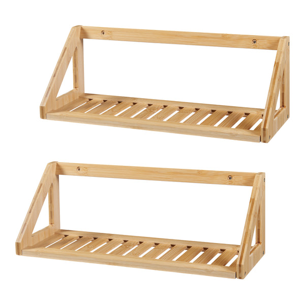 [en.casa] Wandplank set van 2 Gjerdrum 43x15x15 cm bamboe
