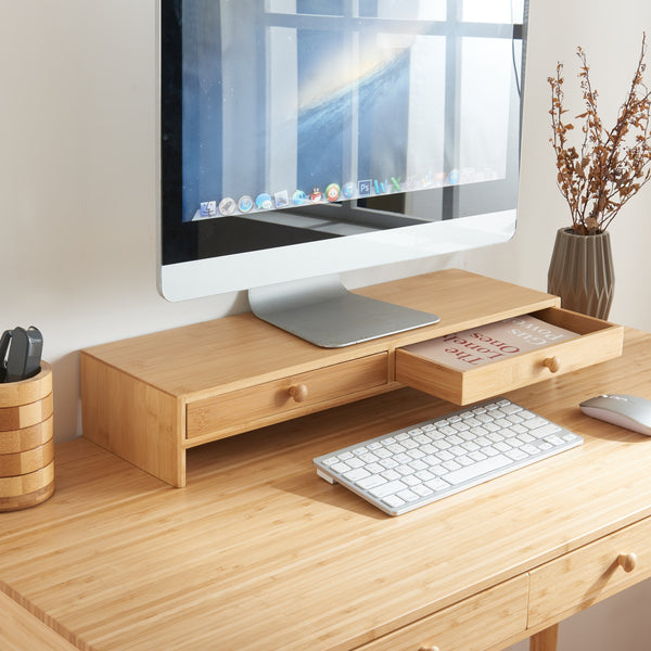 [en.casa] Monitorstandaard Hallstahammar verhoger 56x18x9,5 cm bamboe