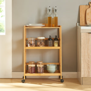 Keukentrolley Huddinge 80x53x30 cm naturel en zwart [en.casa]