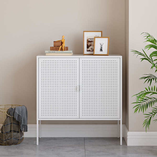 Buffet Castelli acier 83 x 80 x 40 cm blanc [en.casa]