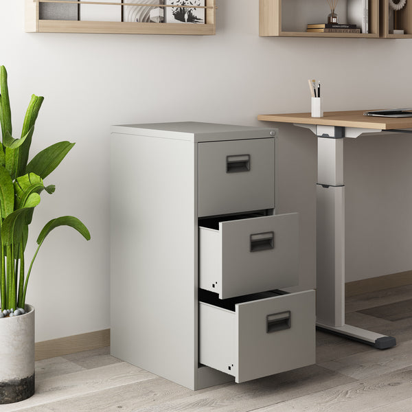 Ladekast Rääkkylä 103x45x62 cm staal met 3 lades grijs [en.casa]