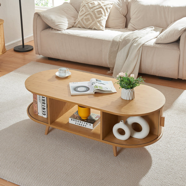 Table basse Nordkapp bambou 120 x 55 x 40 cm naturel [en.casa]