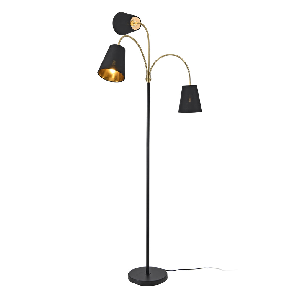 Lampadaire Wycombe 3 lumières Noir / Doré [lux.pro] - premiumXL