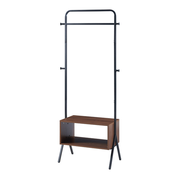 [en.casa] Kledingrek Averøy 180x74x42 cm zwart en walnootkleurig