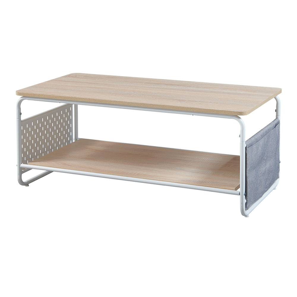 Table basse Dyrøy 100x50x43cm Blanc/Chêne [en.casa] - premiumXL