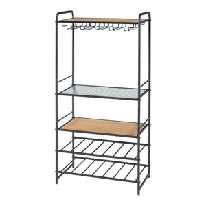 [en.casa] Wijnrek Hustadvika voor 14 flessen 120x61x33 cm zwart en eikenkleurig