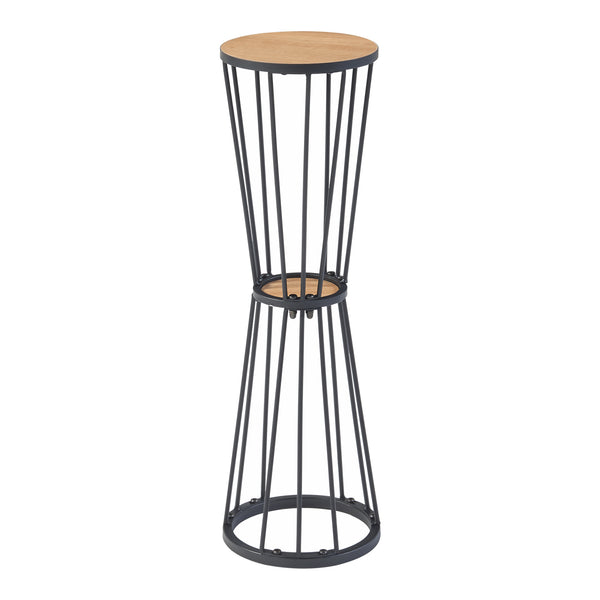 [en.casa] Plantenstandaard Fossbergom rond 62xØ20 cm zwart en eikenkleurig