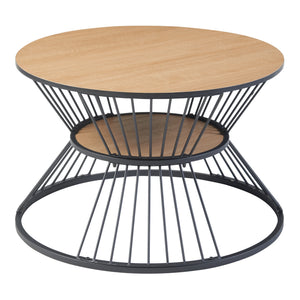 [en.casa] Salontafel Fossbergom rond 42xØ70 cm zwart en eikenkleurig