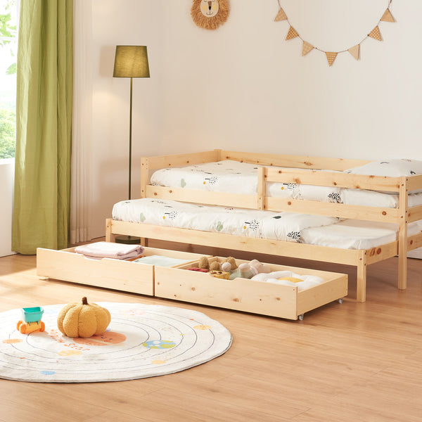 Kinderbed Sonkajärvi met onderschuifbed 90x200 cm naturel [en.casa]