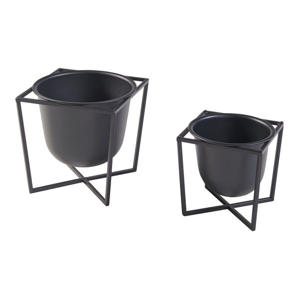 [en.casa] Plantenstandaard Nordmaling set van 2 zwart