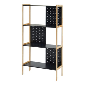 Boekenkast Dønna schap 120x63x28 cm mdf zwart en houtkleurig [en.casa]