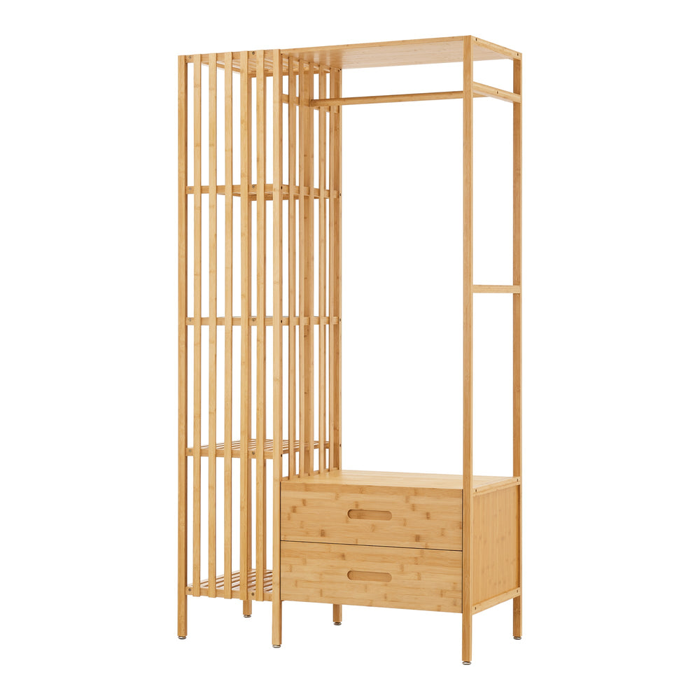 Kledingkast Varanger bamboe open kast 185x100x45 cm naturel [en.casa]