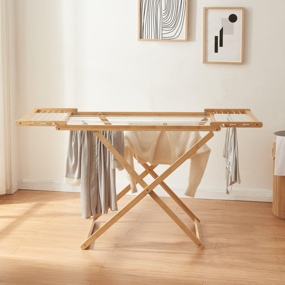 Séchoir à linge pliable Fakala 154x59x82 cm bambou [en.casa] - premiumXL