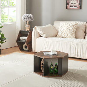 Set de 2 tables basses Molde noir effet noyer [en.casa]