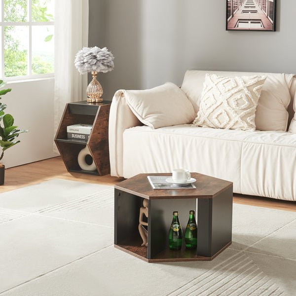 Set de 2 tables basses Molde noir effet noyer [en.casa]