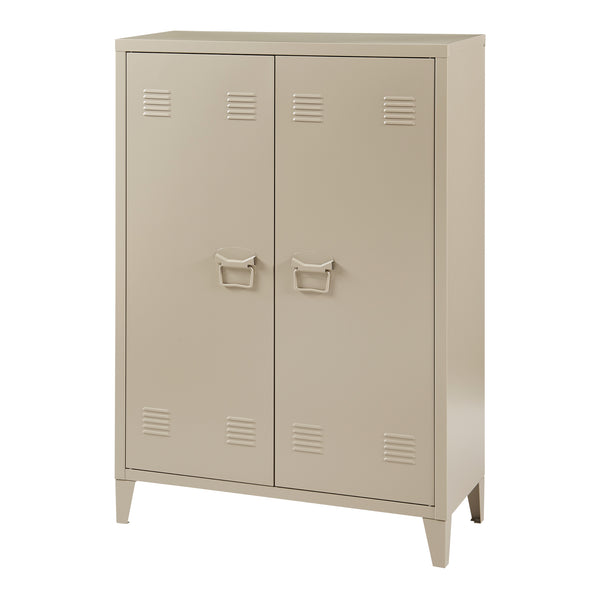 Casier de bureau métallique Oripää à 2 portes 110 x 75 x 33 cm camel [en.casa]