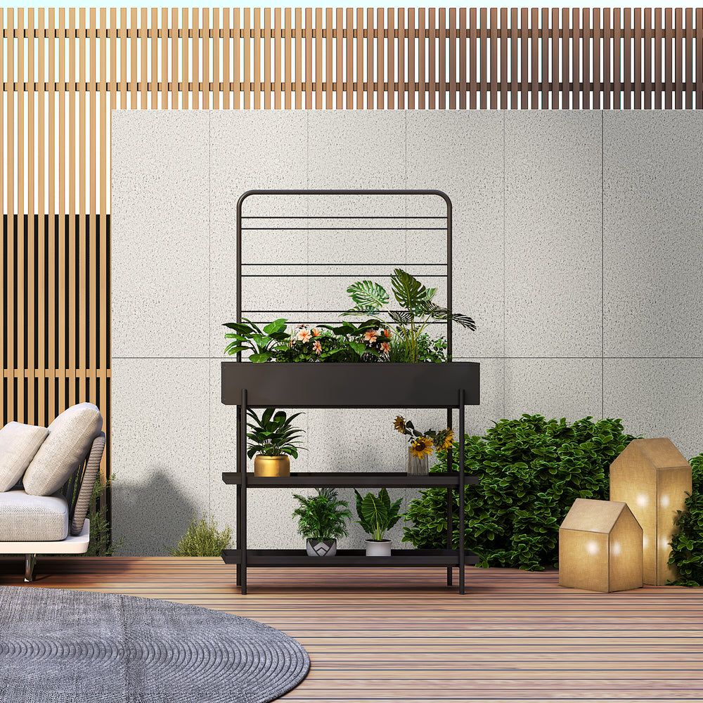 Support de plantes d'extérieur Aalsmeer métal 154x96x24 cm noir [casa.pro] - premiumXL