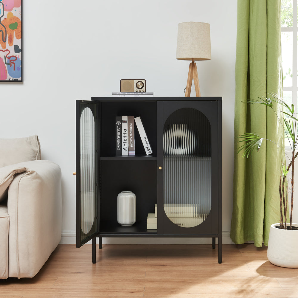 Sideboard Karlskrona 102x80x40 cm Zwart, mat [en.casa] - premiumXL