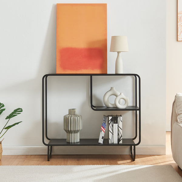 Table console Færder acier noir mat [en.casa]