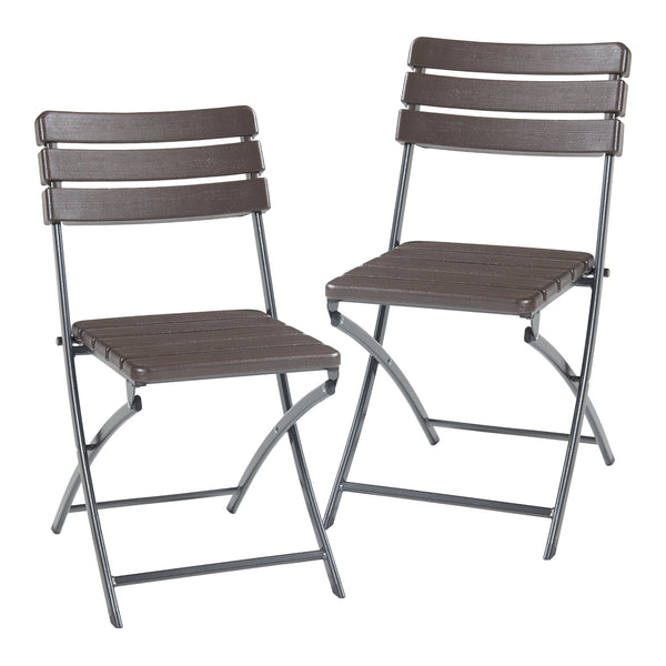 Klapstoel Lillestrøm set van 2 tuinstoelen 81x46x58 cm houtlook donkerbruin [en.casa]