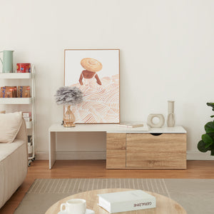 Table d'appoint Österåker 100 x 48 x 40 cm effet bois blanc [en.casa]