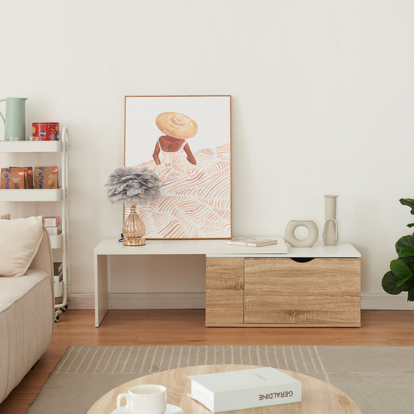 Table d'appoint Österåker 100 x 48 x 40 cm effet bois blanc [en.casa]