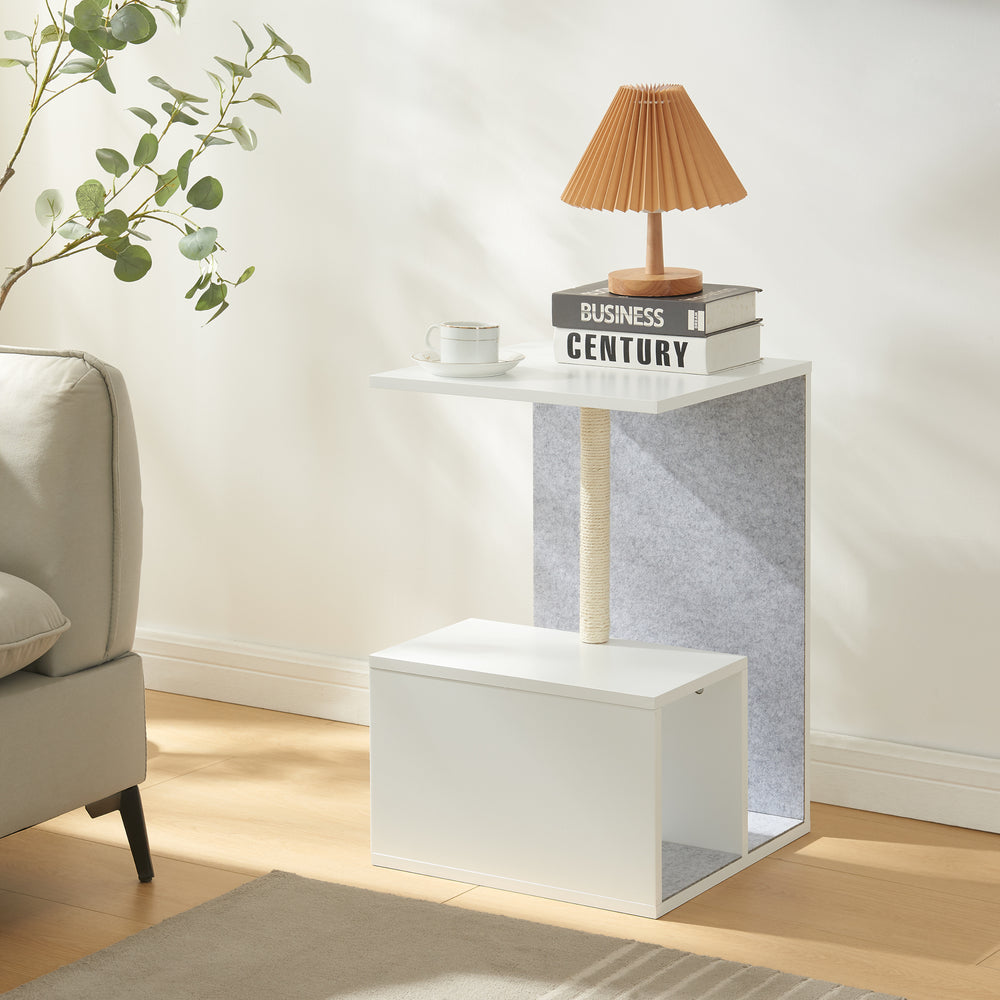 Bijzettafel met krabpaal Masfjorden Wit [en.casa] - premiumXL