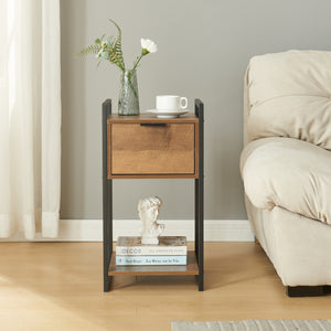 Table d'appoint Namsskogan panneau de particules métal 62 x 33 x 32 cm effet noyer noir [en.casa]