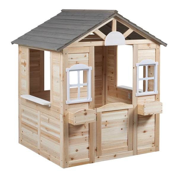Houten speelhuis Acciano 131x113x97 cm naturel en grijs casa.pro