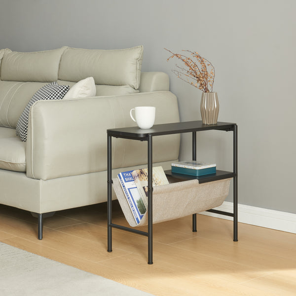 Table d'appoint Samnanger avec porte-revues 60 x 28 x 53 cm noir gris [en.casa]