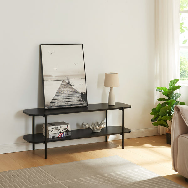 TV meubel Samnanger met plank 120x40x45 cm zwart [en.casa]