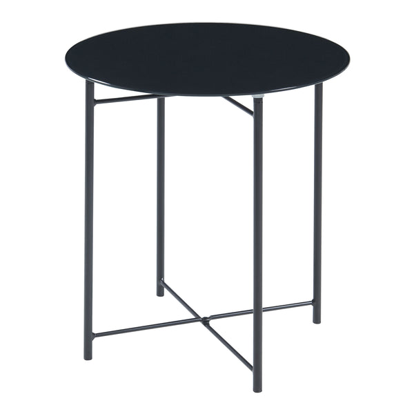 Table d'appoint Ödeshög acier verre trempé 45 x 42 cm noir [en.casa]