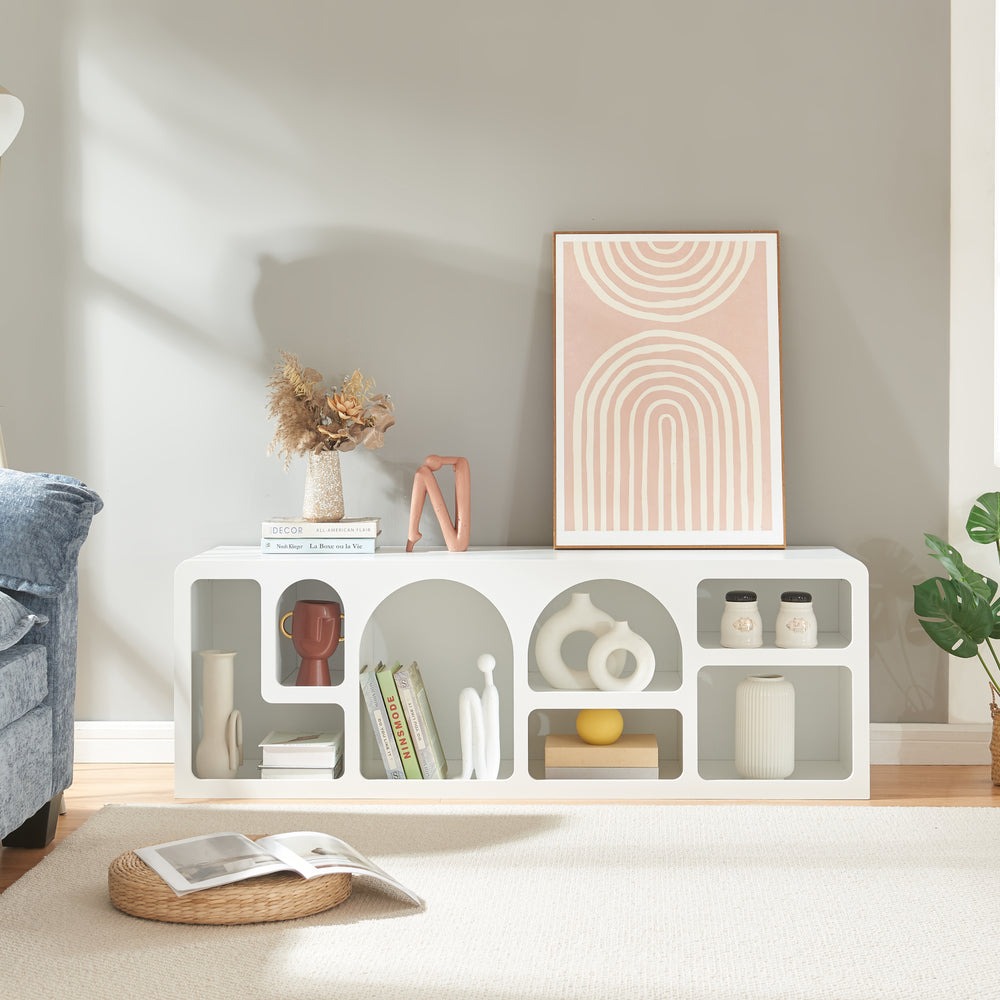 Tv-tafel Vågå 140x40x48 cm Wit [en.casa] - premiumXL