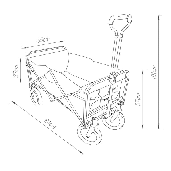 Bolderkar Stenlille strandkar 84x55x57 cm zwart pro.tec