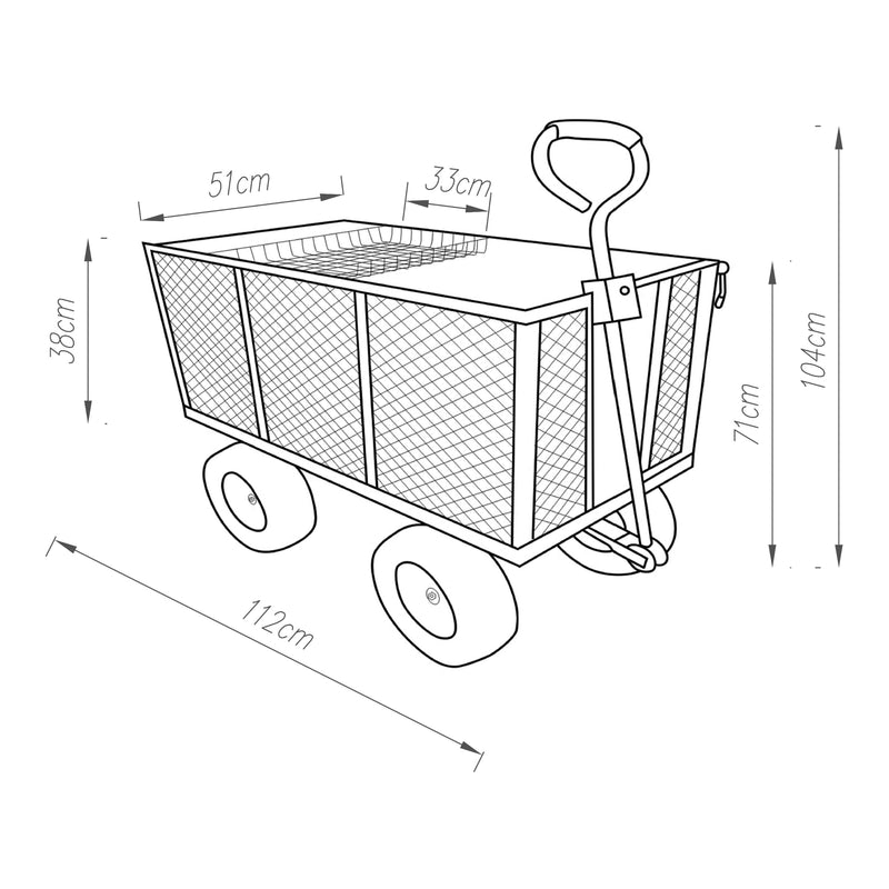 Maatschets Bolderkar Corropoli 112x51x71 cm zwart en geel pro.tec