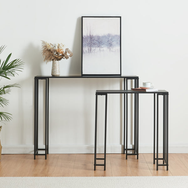 Set 2 de tables consoles gigognes Ørsta noir [en.casa]