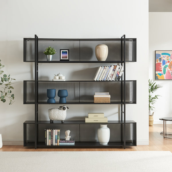 Boekenkast Randaberg open kast 180x180x33 cm zwart [en.casa]