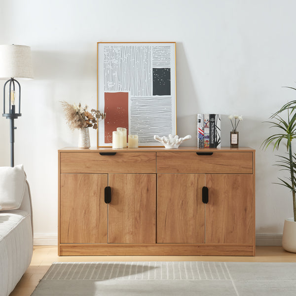 Buffet Varkaus MDF 75 x 140 x 40 cm effet chêne [en.casa]