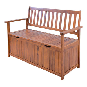 Tuinbank Avezzano tweezitsbank met opbergvak 130x60x88 cm houtkleurig FSC®-gecertificeerd [en.casa]