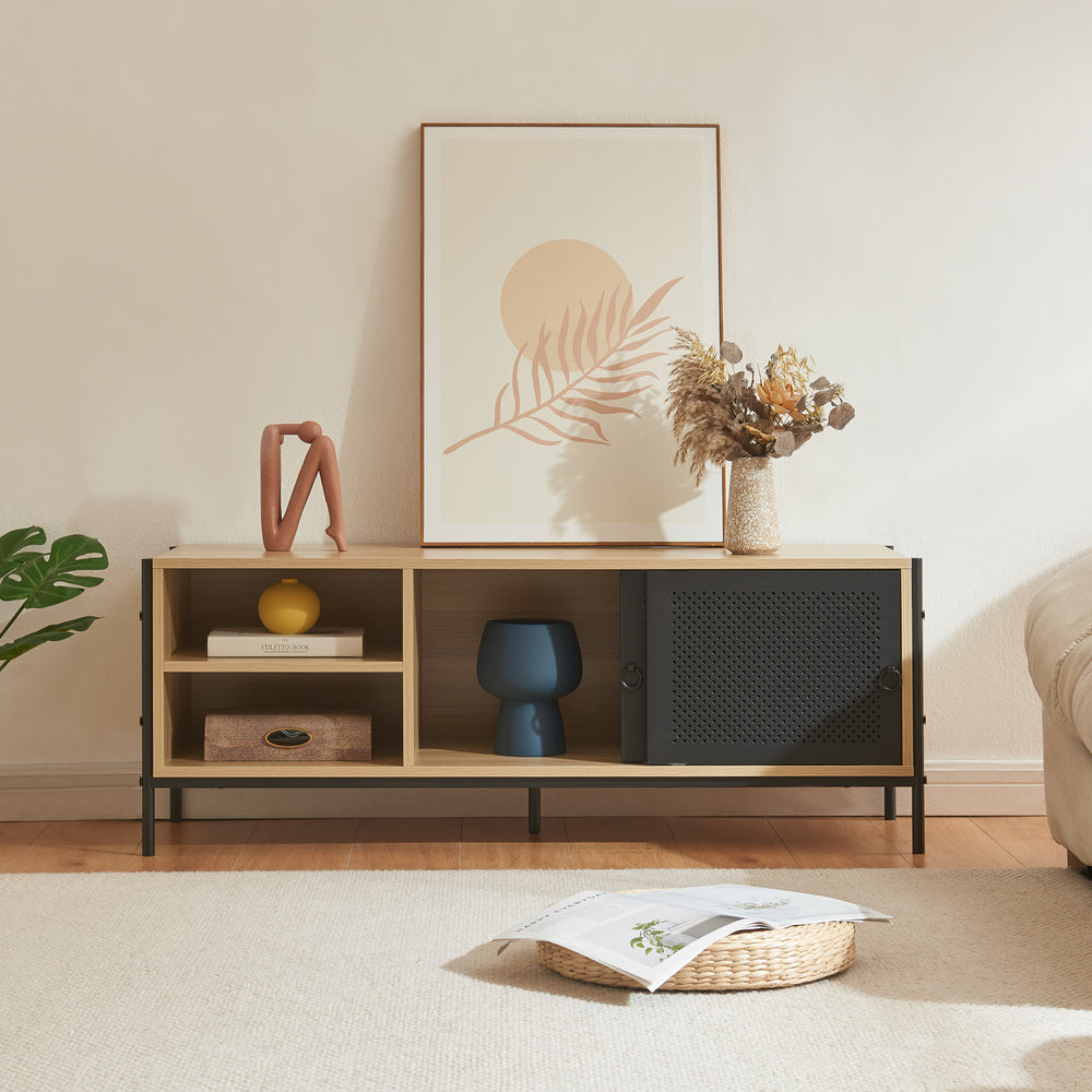 TV-kast Tysnes 120x40x45 cm eikenlook/zwart [en.casa] - premiumXL