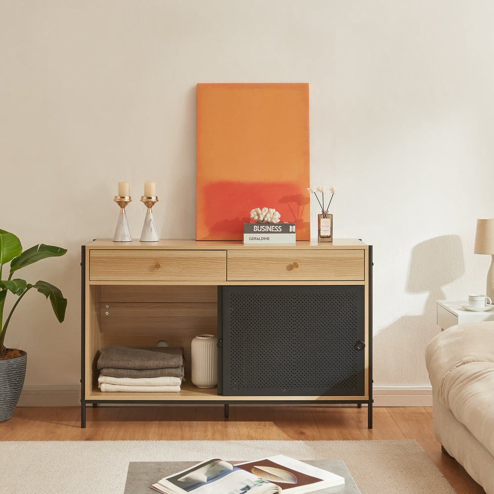 Tv-kast Tysnes 120x40x75 cm Eik/Zwart [en.casa] - premiumXL