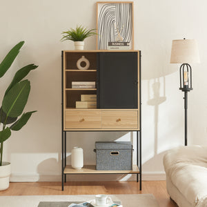 Houten kast Tysnes 140x80x40 cm eikenkleurig en zwart [en.casa]