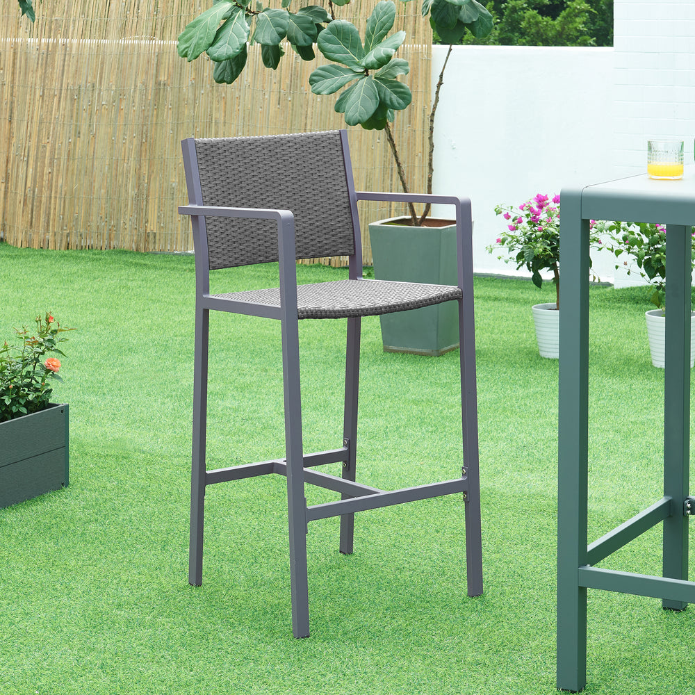 Outdoor - Lot de 2 tabourets de bar Avise aluminium gris foncé [casa.pro] - premiumXL