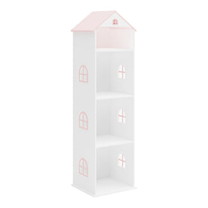 Kinderkast Leksand open kast 140x40x35 cm wit en roze [en.casa]